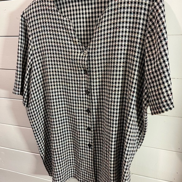 ADDITION-ELLE Vinatge – Gingham Button-Front Blouse – Estimated Size 2X - Picture 7 of 14